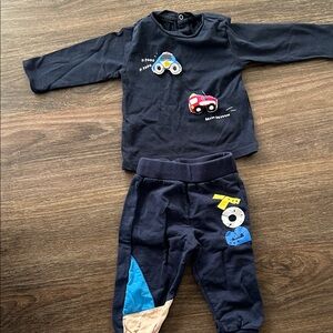 Kids Navy Blue Car Outfit Set